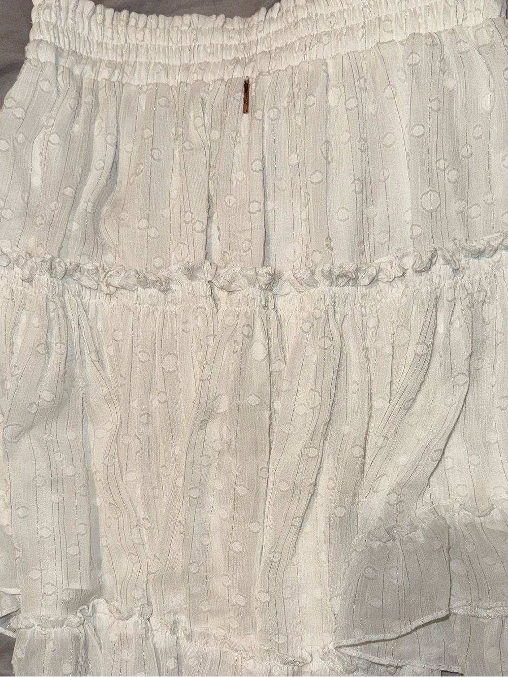 MISA Siena Top + Marion Skirt Set XS Off White Clip Dot Lurex Ruffle - Picture 10 of 16